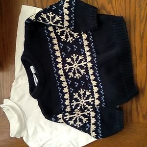 Miniwear snowflake knit sweater and turtleneck set